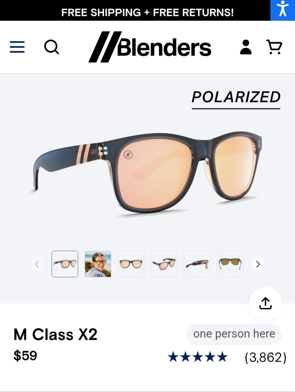Blenders Crystal Wave Polarized Women's Sunglasses with Rose Gold Mirror Lenses